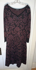 Peruvian Connection Maxi Sweater Dress Black Burgundy Cotton Size M d242