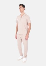 Men's Summer Coordinated Waist Elastic Shirt and Pants Suit Slim Fit