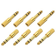 8 Pcs TRS6.35mm Male to 3.5mm Female Connector Gold Plating Adapter