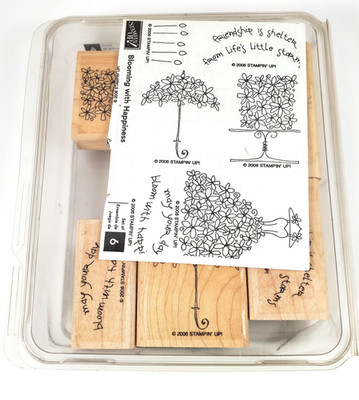 Stampin' Up! Blooming With Happiness Wood Unmounted Rubber Stamp Set