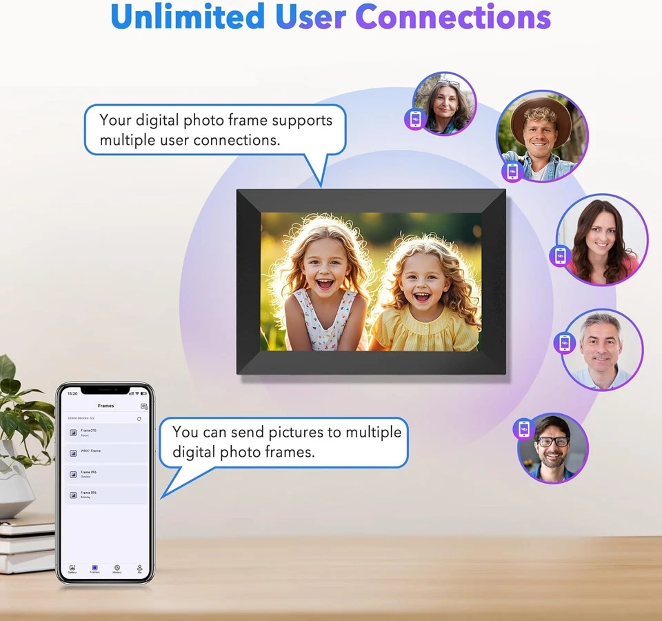 Uhale 10.1 Digital Picture Frame WiFi Smart Touch Screen 16GB 1280 * 800 IPS - Image 4 of 4