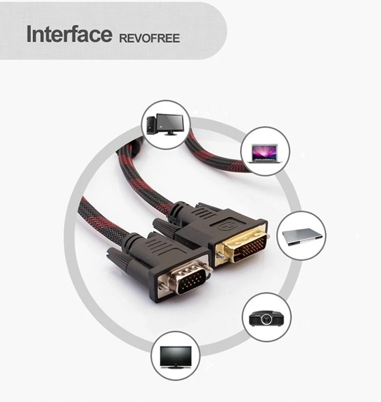 5FT/1.5M DVI-I Dual Link (24+5) Male to VGA Male Video PC Monitor Cable Cord - Image 2 of 4