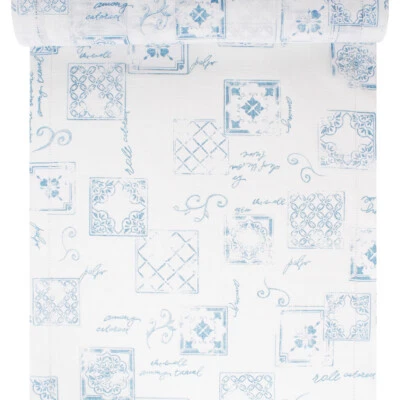 Tenda per Finestra Fantasia Quadri Celeste 1 Pannello Larghezza 60 cm su Misura