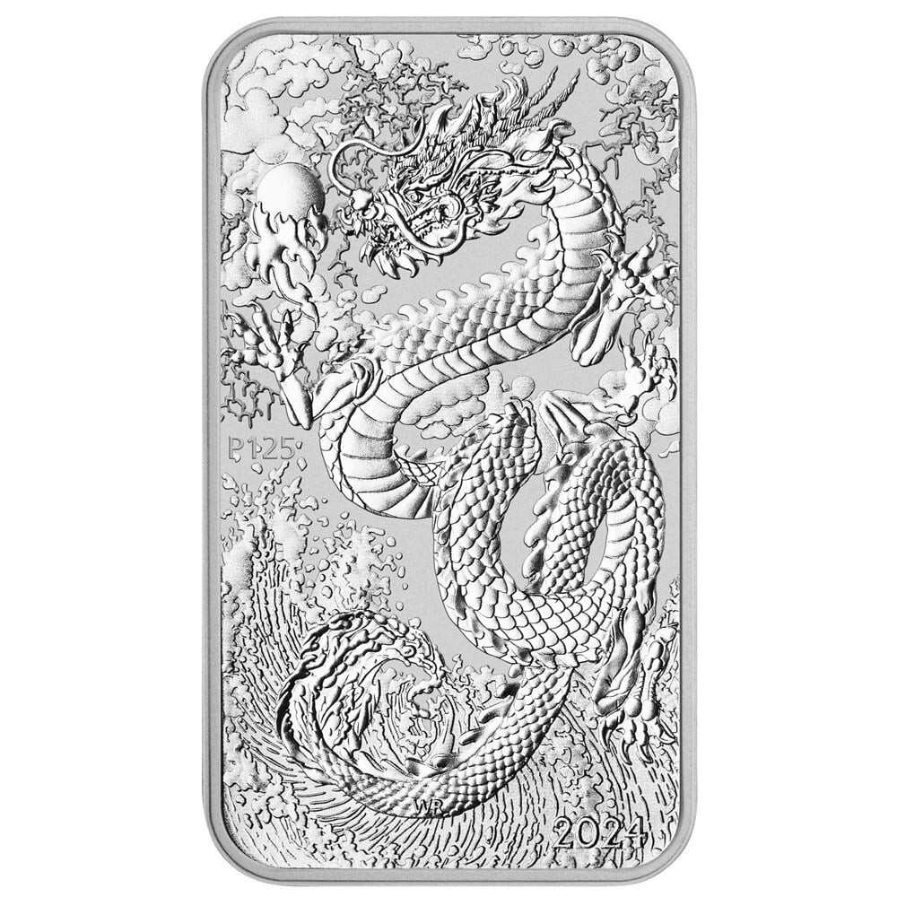 1 Oz 99.99% Silver Anniversary Dragon 2024 Rectangular Perth Mint