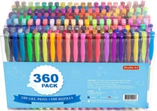 Shuttle Art 360 Pack Gel Pens Set, 180 Colors Gel Pen Set plus 180 Color Refills