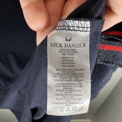 Nick Danger Polo Shirt Mens XL Short Sleeve Navy Blue Cotton/Spandex - Picture 4 of 5
