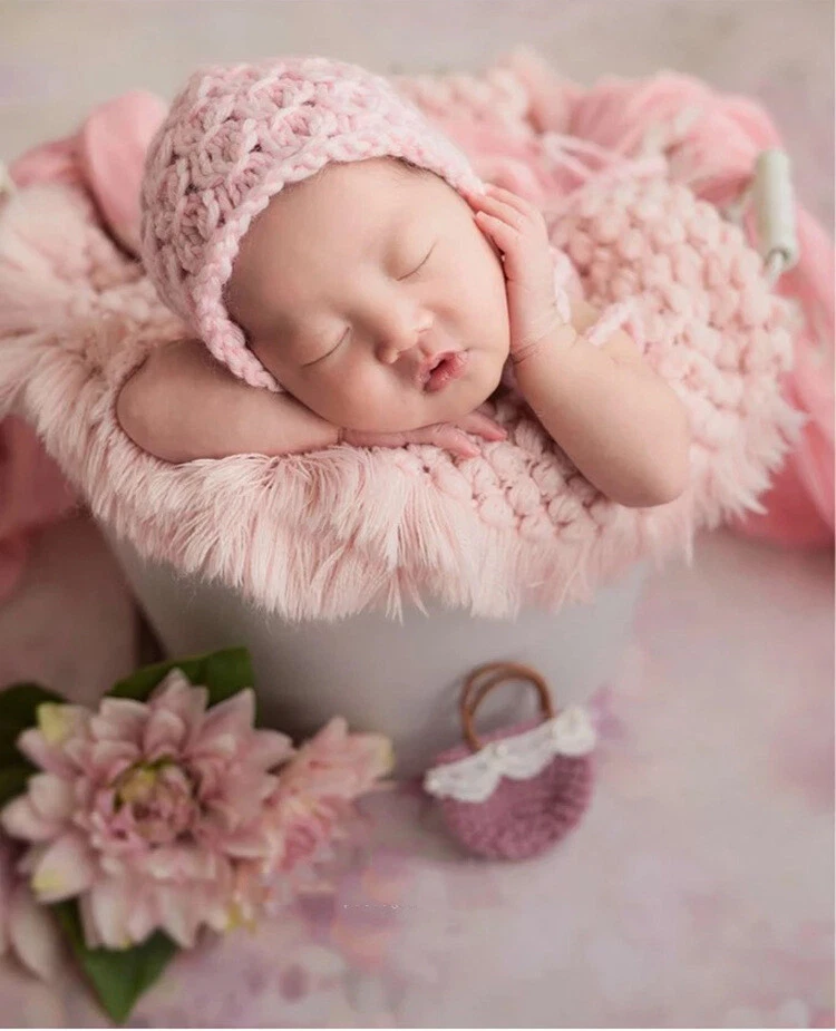 2020 Newborn Photography Props Photo Blanket Baby Posing Knitting Blankets pink