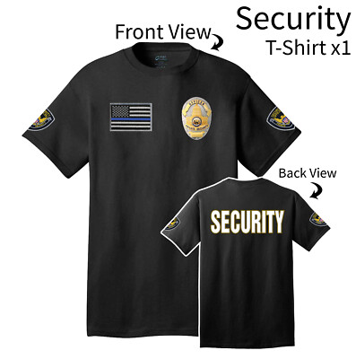 Security T-Shirt 3D Effect Print Black Adult Cotton Private Security Uniform