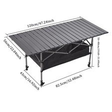 Folding Camping Table Height-Adjustable Roll-up Picnic Table with Storage Bag