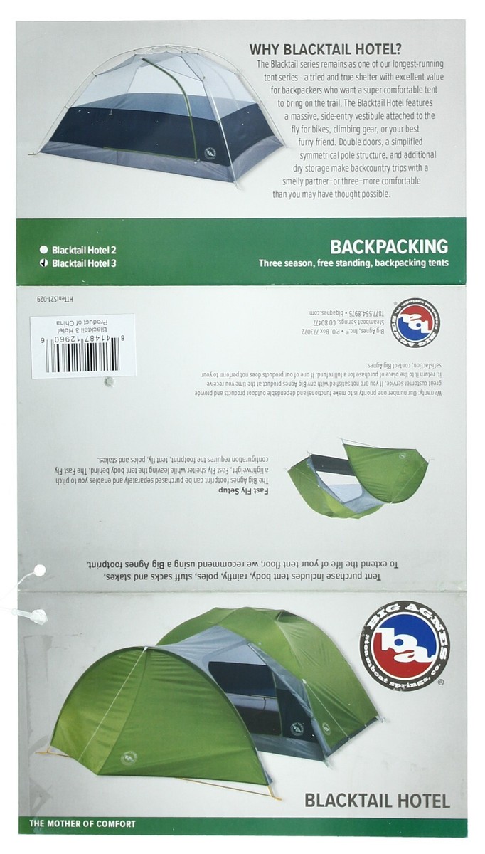 Big Agnes Blacktail Hotel 3 Backpacking Tent, Three-Person Big Agnes Blacktail Hotel 3 Backpacking Tent, Three-Person