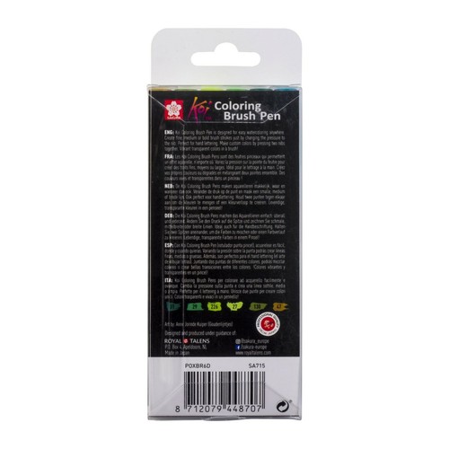 SAKURA PENNARELLI KOI COLORING BRUSH PEN SET BOTANIC 6 COLORI PUNTA PENNELLO - Foto 3 di 3