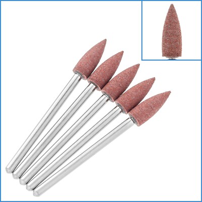 5pcs 240 Grit 5mm Pointed Diamond Silicone Polishing Burr Bur For Rotary Tool
