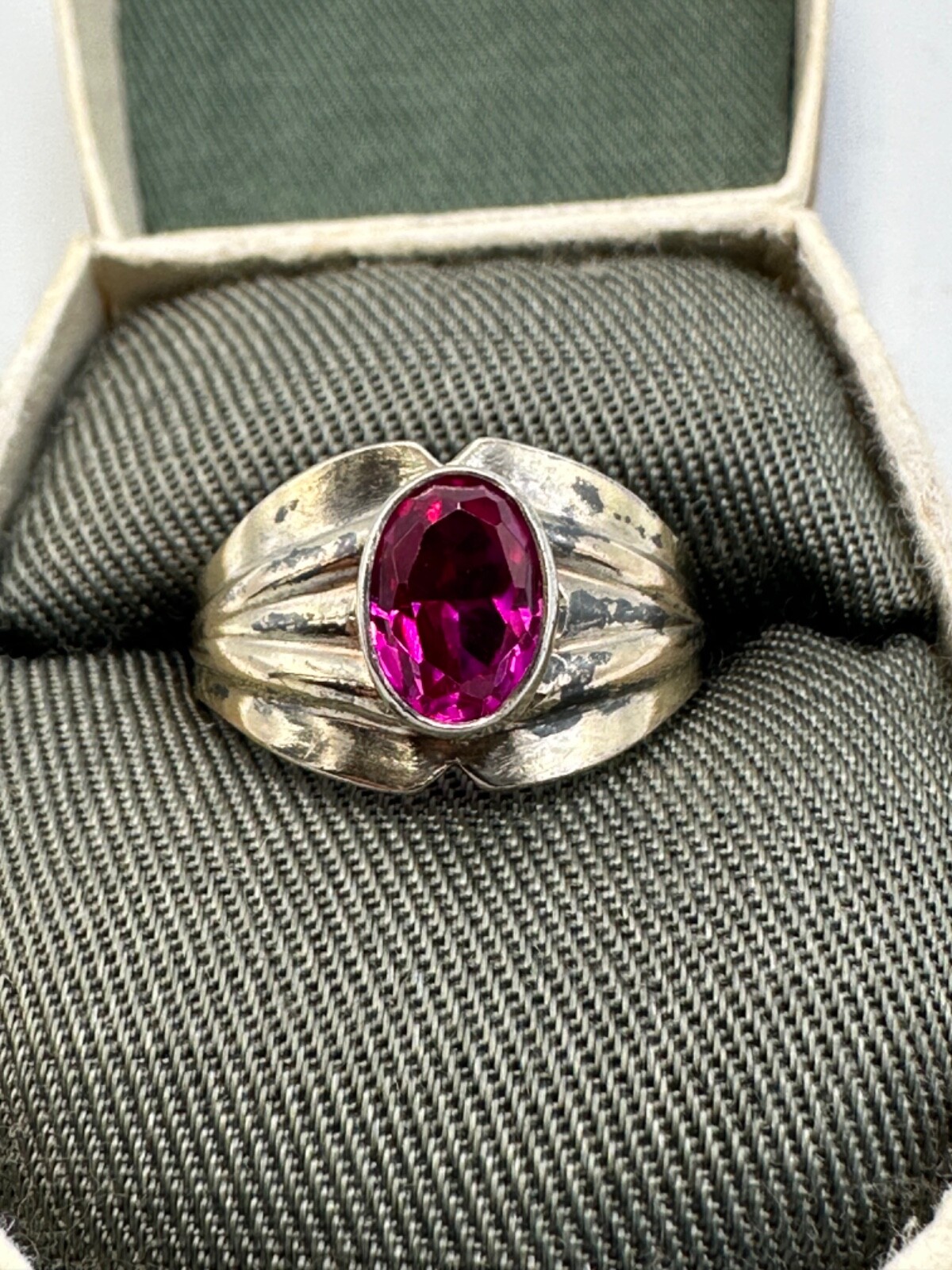 Vintage Gilt Soviet Ring Silver 875 Ruby Women's … - image 2
