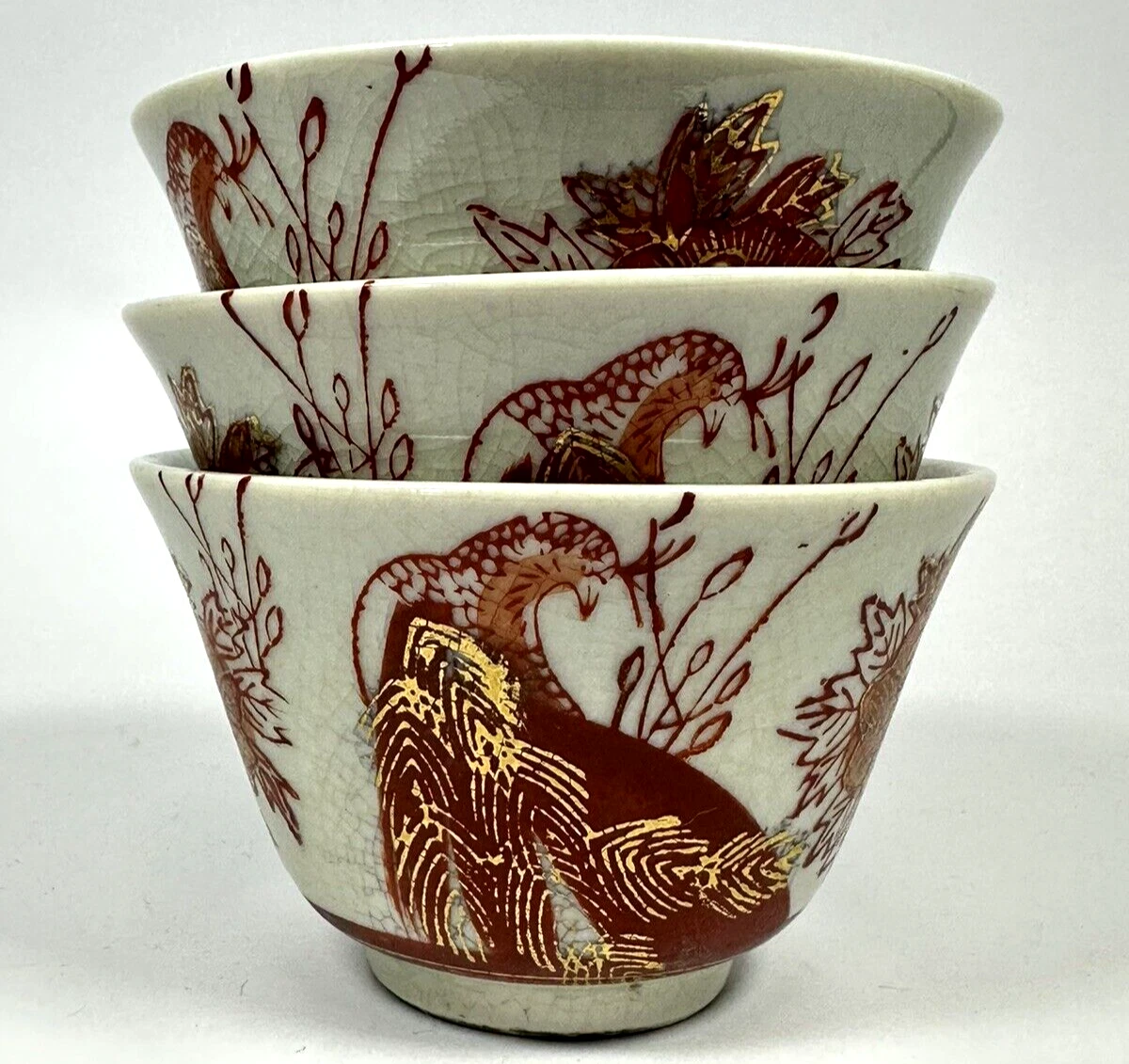 红色复古原始日本古董玻璃杯和杯子| eBay