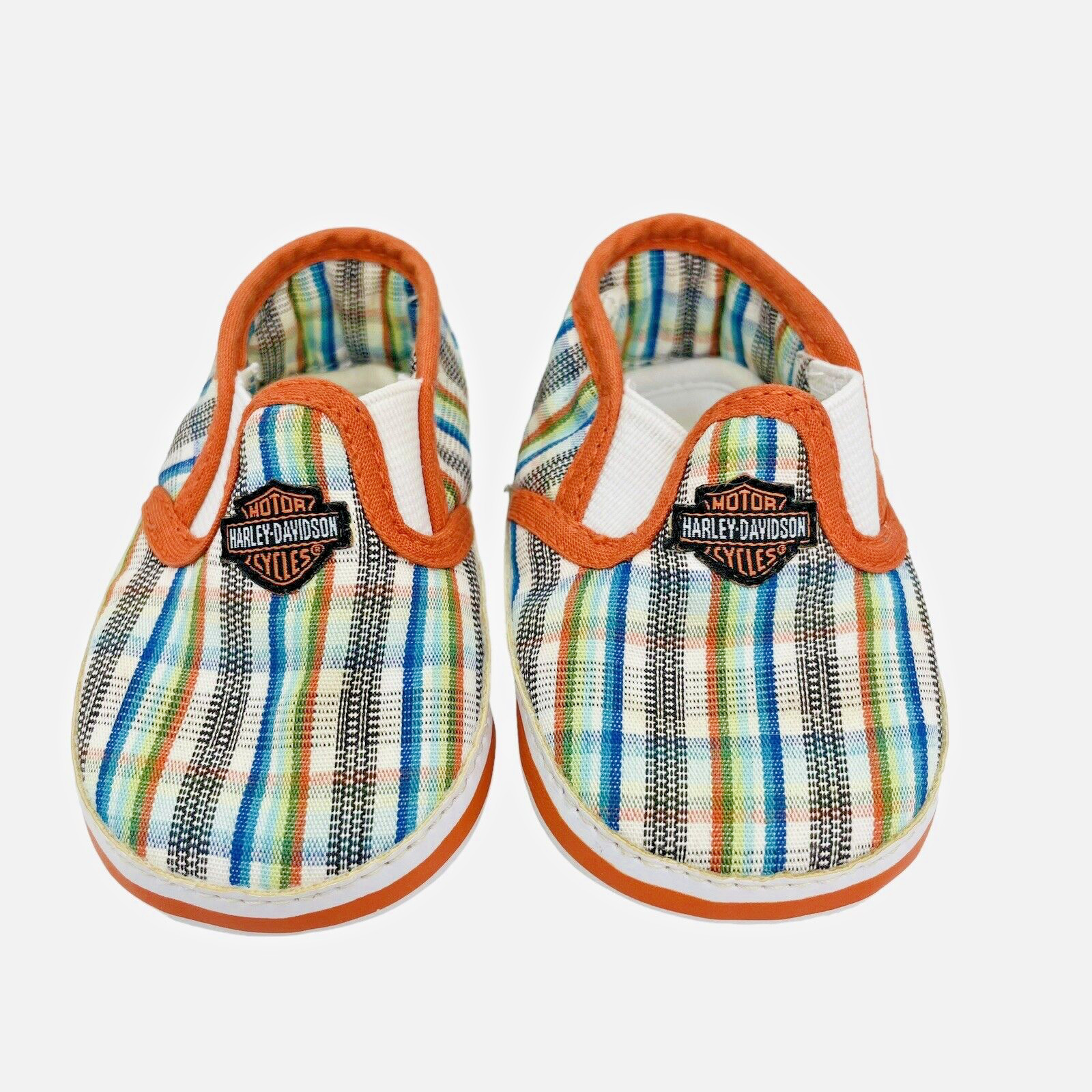 Slip On Unisex Size 0/1 Orange Multi Color Plaid