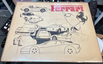 Vintage Ferrari Drawing Sketch Poster Print - Homemade / Well-done  28'' x 22''