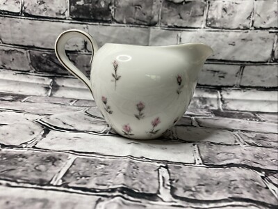 Vintage Harmony House Rosebud Creamer Fine China Pink Roses Silver Trim