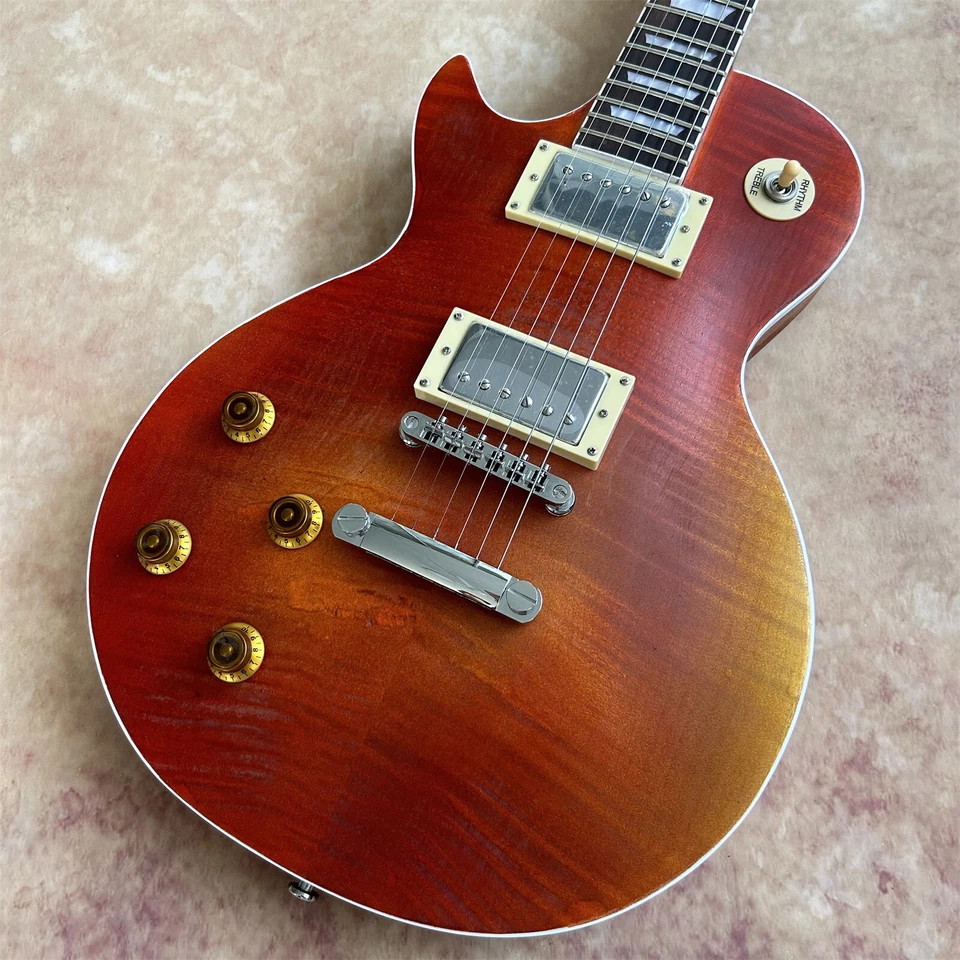 Left-Handed Custom Electric Guitar: Red LP, HH Pickups Mahogany Build 22 Frets - Image 4 of 4
