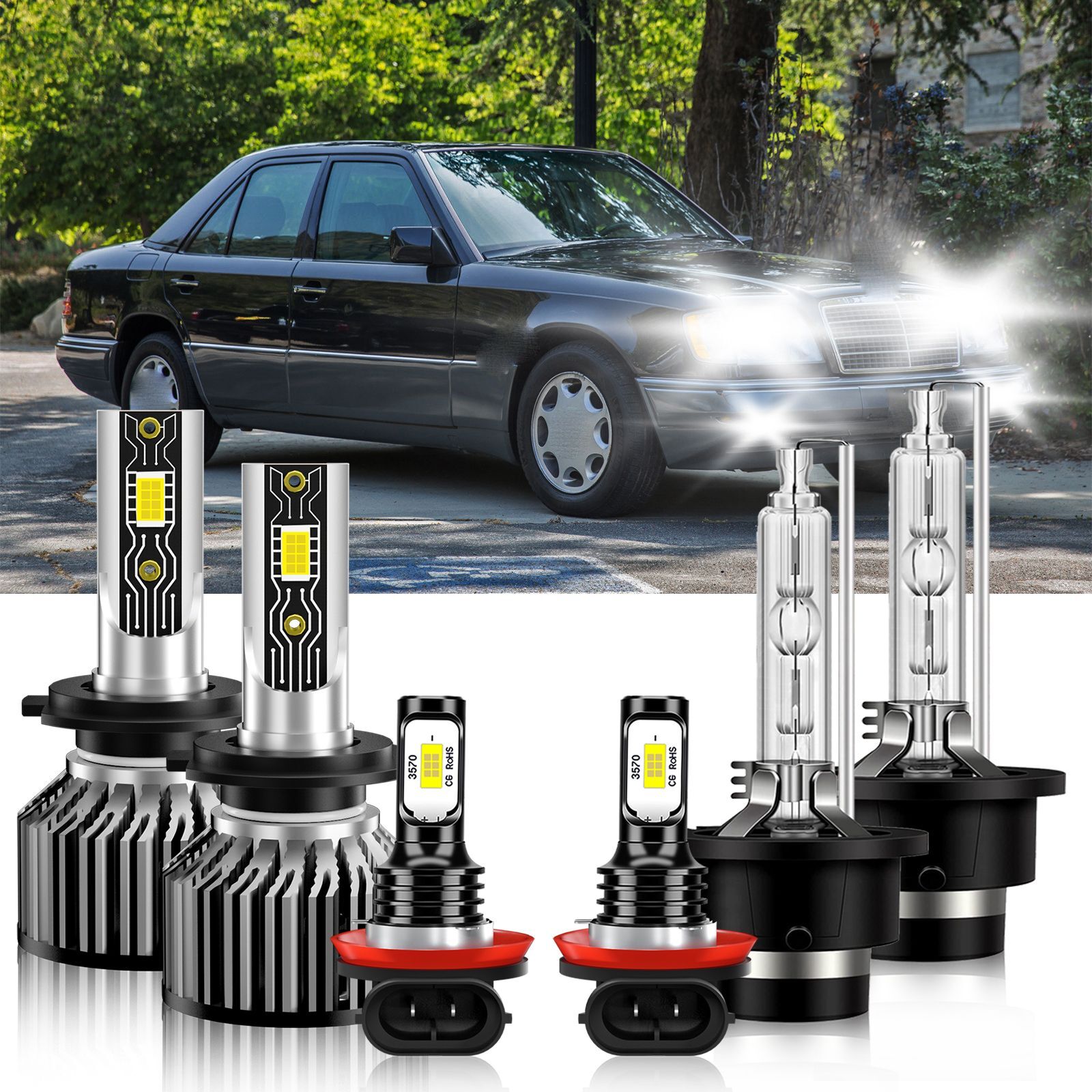6x LED Headlight Bulbs High Low Beam Fog Light For Mercedes-Benz E320 2005-2007