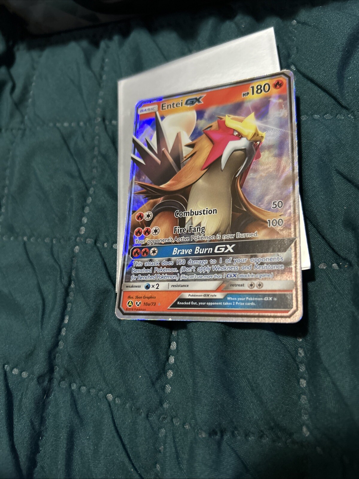 Entei GX 10a/73 Ultra Rare Full Art Holo Shining Legends Pokemon MINT Pack Fresh