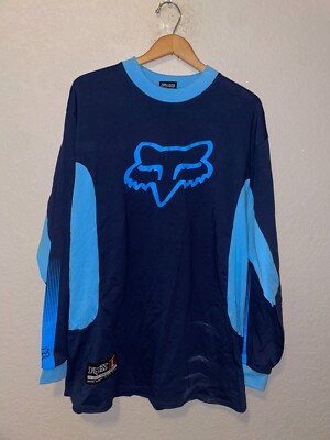 Y2K Fox Racing Pro Issue Sports Apparel Blue Long Sleeve Shirt