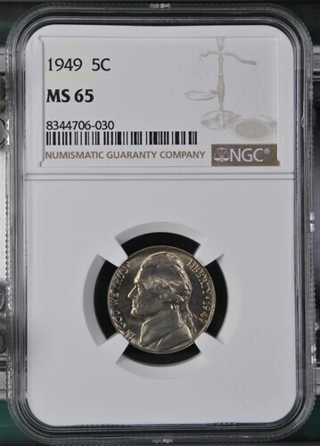 1949 Jefferson nickel graded by NGC MS65