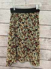 LuLaRoe Black Floral Elastic Waist Lined Skirt NWT Women's M