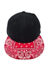 DECKY Black Snapback Cap Hat Red Paisley Bandana Flat Bill Visor Caps Hats