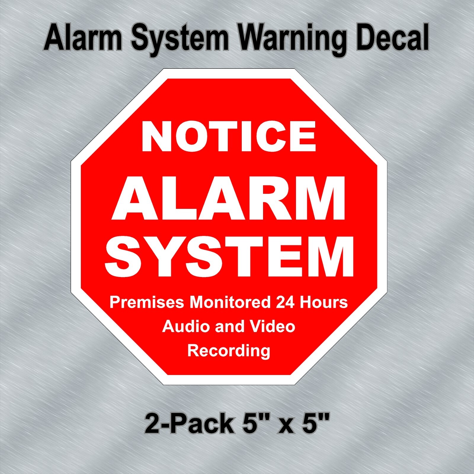 Warning Decals 5"x5" Red High Quality Laminated Window Stick