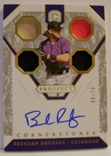 BRENDAN RODGERS RC #1 /49 AUTO ON CARD CORNERSTONES CHRONICLES  BASEBALL 2019