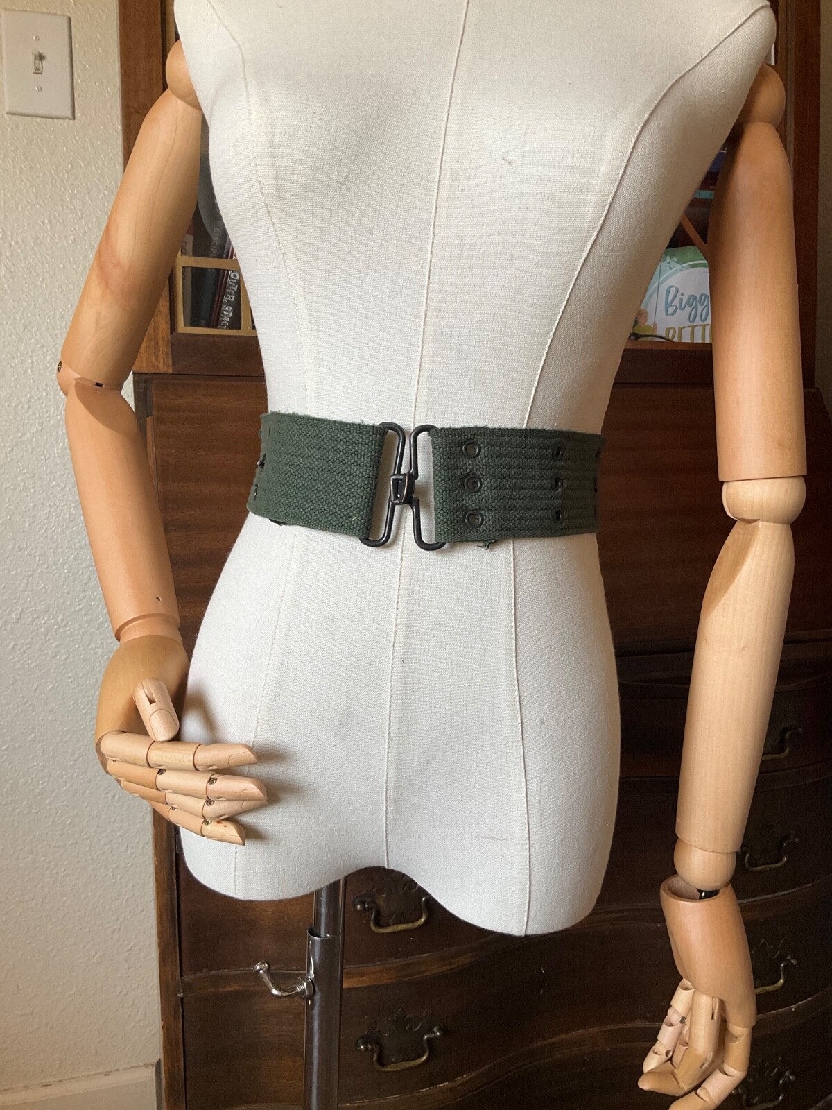 Army Green Canvas Belt, Heavy Duty Army  Two Hole 1.75