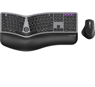 ProArc EKM01 Plus Full Size Ergonomic BT Keyboard WIN/MAC Rechargeable Wrist Pad