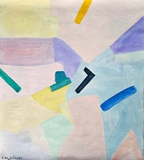 Kenzo Okada Signed Abstract Oil Painting on Canvas - Japanese Modern Art