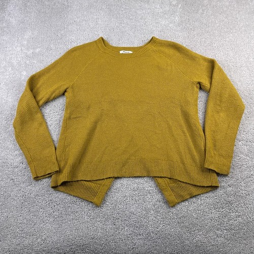 Madewell Sweater Womens Medium Gold Mustard Province Cross Back Knit Pullover