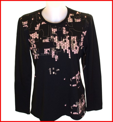 Bnwt Women's Oakley L/s Pixel Camo Stretch T Shirt Large Black Regular Fit UK14
