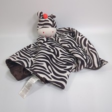Carters Zebra Baby Security Blanket Lovey Rattle Toy Plush Brown Satin