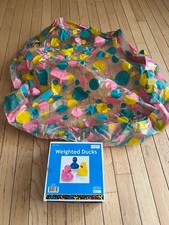 Inflatable Duck Pond Pool and 12 Plastic Weighted Ducks New