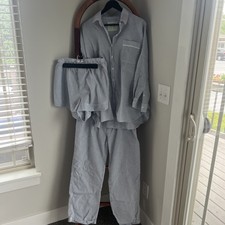 Free People Three Piece Pajama Set Searsucker Women  s Blue White Stripe XS S