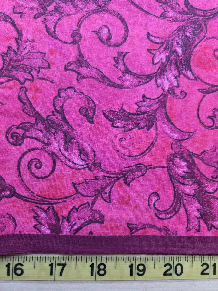 Jinny Beyer RJR Fabric Windermere Pink Floral Scroll 76" x 43" Cotton Quilting - Image 2 of 3