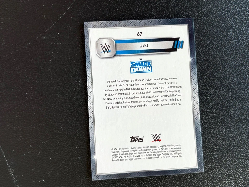 B-Fab 2025 Topps Chrome Sapphire GOLD Refractor 29/50 WWE Wrestling E20 - Image 2 of 2