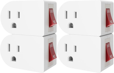 Oviitech 4 Pack Grounded Outlet Wall Tap Adapter with On/Off Power Switch，Single