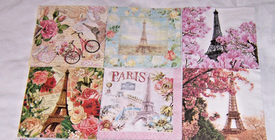6 Servietten *PARIS - Eiffelturm - MIX* Serviettentechnik/zum Sammeln 33x33