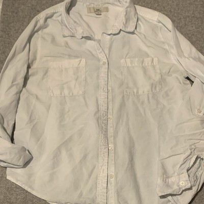 Thread + Supply women's white Tencel lyocell collared long sleeve button-up L