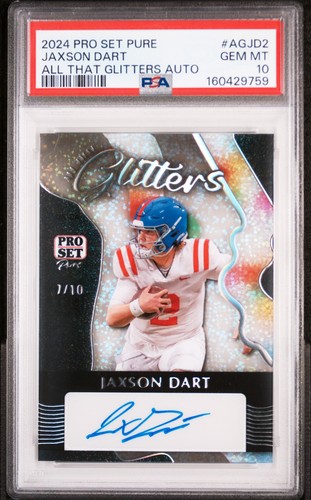 2024 Leaf Pro Set Pure All That Glitters Jaxson Dart Auto Silver /10 PSA 10 GEM