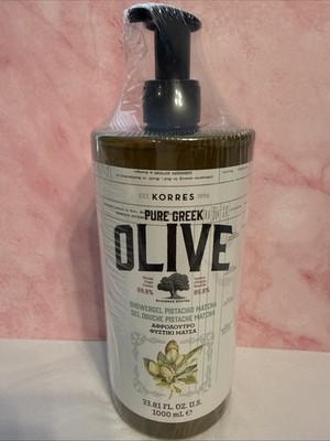KORRES Greek Olive ~ Shower Gel Body Wash ~ 33.81 oz  SEALED ~ Pistachio Matcha