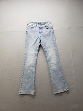 Express Women Jean M Blue Denim Bootcut Light Wash Mid Rise Stretch Cotton Blend