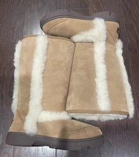 UGG SUNBURST TALL CHESTNUT SUEDE SHEEPSKIN BOOTS SIZE 7 NEW*