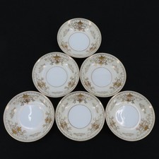 VTG Black Towers Set of 6 Windsor Pattern Gold Gilt Floral Scroll Bowls 5 Inch