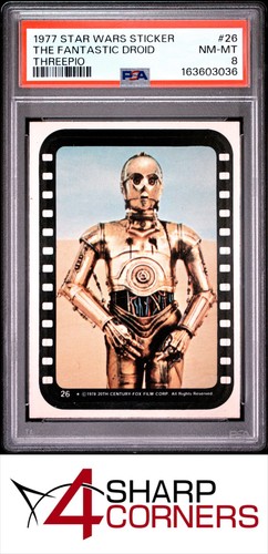 1977 Topps Star Wars Stickers #26 The fantastic droid Threepio! — PSA 8