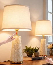 Coastal Table Lamps for Bedroom Nightstand Set of 2, Touch Control Ocean Beac...